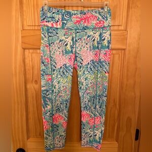 Lilly Pulitzer Aqua & Pink Tropical Print Leggings